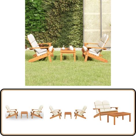 Ensemble de salon de jardin Adirondack 3 pcs bois acacia solide - Salon De Jardin - Mobilier De Jardin - Banc De Jardin - Table Basse - Bois D'acacia