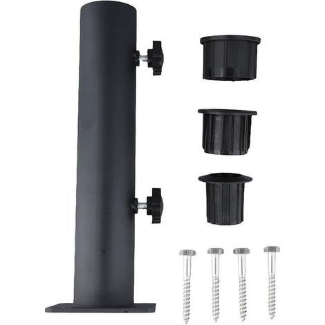 Pied de parasol avec manchon de conversion, adaptateur de pied de parasol, adapté aux tables de jardin ou de terrasse. (1/5)