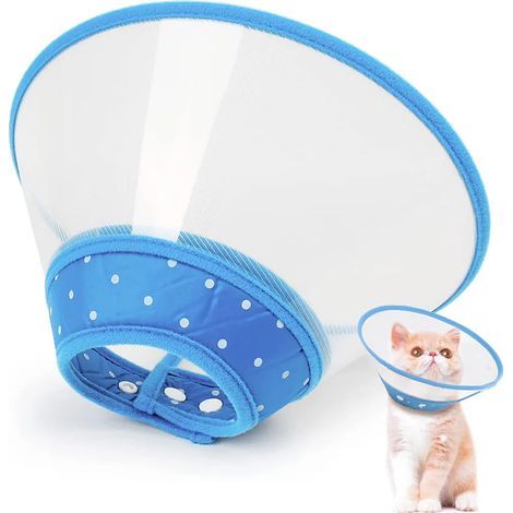 Halsband für Haustiere, leichtes und verstellbares Schutzhalsband für Welpen, kleine Hunde und Katzen, Pflegeaccessoire mit Beißschutzring (M, blau) (1/5)