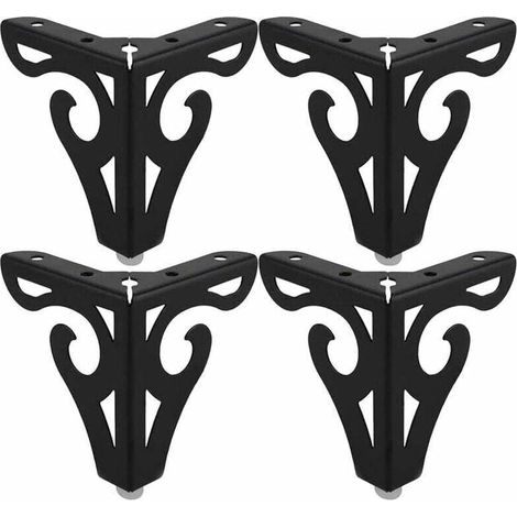 [NEVER USED]  4 Pieces European Style Iron Coffee Table Legs DIY Furniture Leg 10cm Height with Screws - Black (1/4)