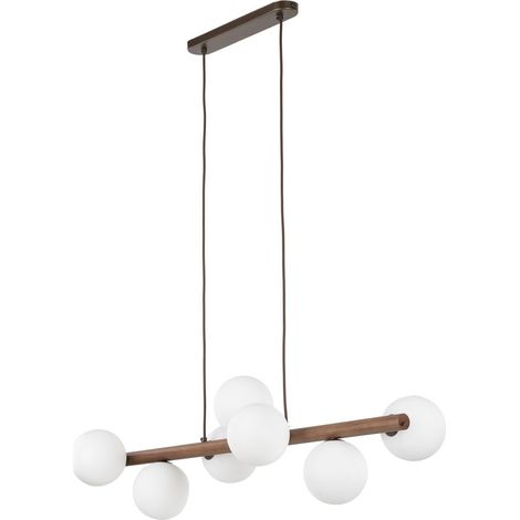 Luminaire suspendu métal verre G9 H : max. 125 cm marron blanc allongé moderne (1/5)