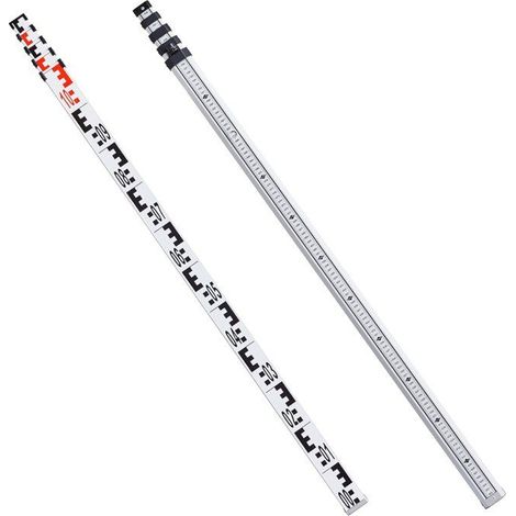 Tige de mesure télescopique en aluminium - 5 m - Double face cm/mm - Niveau à bulle - Sac de transport (1/5)
