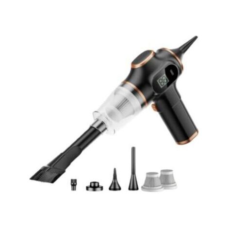 BUNTHAUS Aspirateur Portatif pour Voiture Sans Fil  Mini Aspirateur à Main à Haute Puissance avec Écran LCD et Multi Buse, Aspirateur à Main pour Voiture, Maison, Bureau, Canapé, Poils d’Animaux et Cl