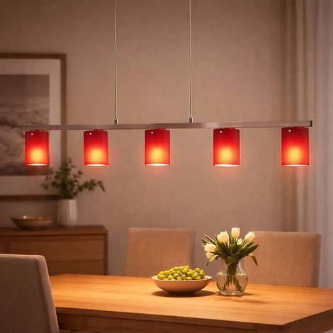 Lampada a sospensione in vetro soggiorno illuminazione cromo 5 luci in set incl. lampadine LED