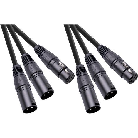 2 câbles répartiteurs XLR, prise XLR 3 broches vers deux fiches XLR, câble répartiteur de microphone symétrique, 50 cm - JBMEDIA (1/4)