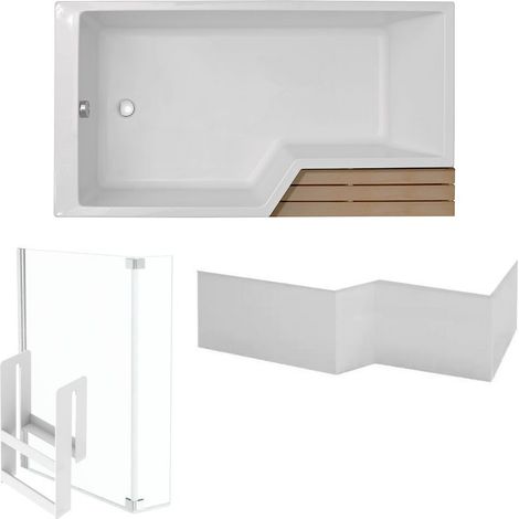 Pack baignoire bain douche 170 x 90 JACOB DELAFON Neo version gauche + pare bain chromé + tablier