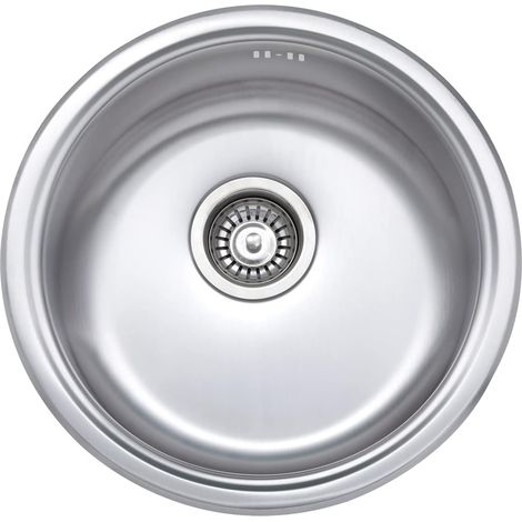 JASSFERRY Évier de cuisine 1 bac rond , acier inoxydable, Ø 450mm, Profondeur 145 mm (1/5)
