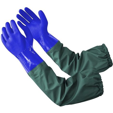 Guanti impermeabili per sturare gli scarichi - Lunghi 70 cm, riutilizzabili, a manica intera - Guanti protettivi resistenti ed estesi - Antiscivolo rinforzato - Adatti per giardinaggio, acquari, pesca (1/5)