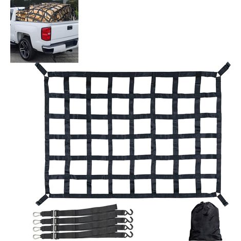 Filet De Rangement Coffre De Voiture,Filet de fret réglable Filet de Chargement Organisateur,pour SUV Pickup Truck Remorque,167cm x 127cm (1/5)