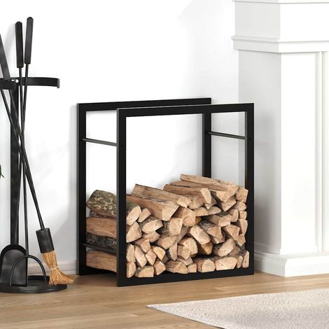 Portant de bois de chauffage- Porte-bûches -Meuble pour range bûches Noir mat 50x28x56 cm Acier 952829 (1/5)