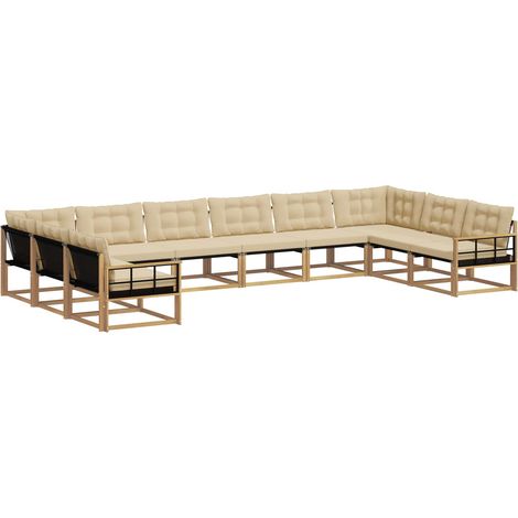 Set di divani da esterno 10 pz 10-Posti Bianco e Beige vidaXL (1/5)