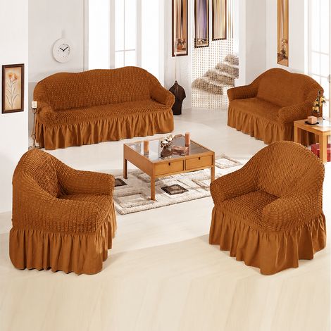Housse de canapé chauffeuse sans accoudoir gaufrée jaune moutarde 60-80 cm avec jupe 60-80cm réf 8268 33 × 25 × 18 cm 700 g – Livraison gratuite