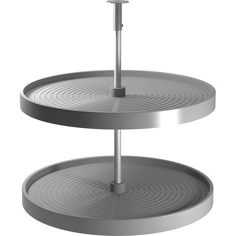 Emuca Juego de bandejas circulares Shelvo para mueble de cocina, para módulo 800mm, Plástico y Aluminio, Gris - (1/4)