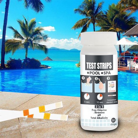 Bandelettes de test pour piscine et spa 3 en 1 : kit de test chimique pour un entretien précis de l’eau (50 bandelettes) (1/5)