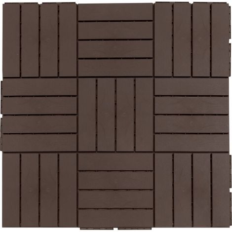 Carrelage de Terrasse 30x30 cm - Lot de 9 (0,81 m²) - Système de Clic et Drainage - Pour Balcon et Jardin - Marron