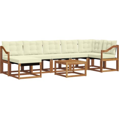 Outdoor Sofa Set 8 pcs Natural and Cream vidaXL