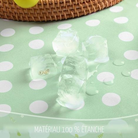Nappe Plastique Impermeable 140x180 cm Rectangulaire Jardin Exterieur Toile Cirée Pois Vert Lavable pour Table de Jardin, Pique-Nique, Réception (1/3)