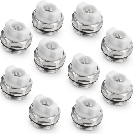 Lot de 10 bouchons de purge pour radiateur manuel 1/2 pouce filetage conique robinet vidange chauffage (1/5)