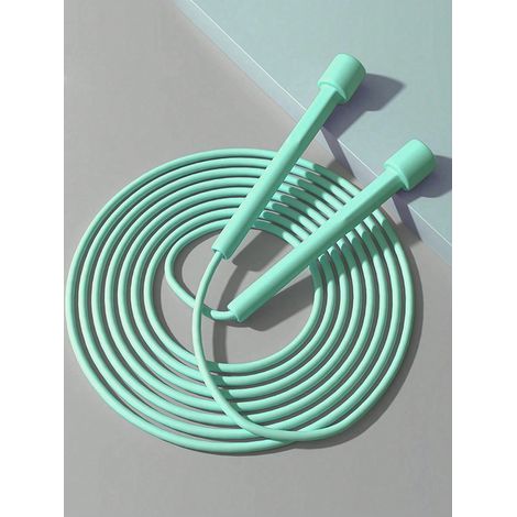 Unisex verstellbares Springseil für Aerobic-Fitness, Fitnessstudio-Training, aus PVC mit Kunststoffgriffen, leichtes Seil für schnelle Sprünge (grün). (1/5)