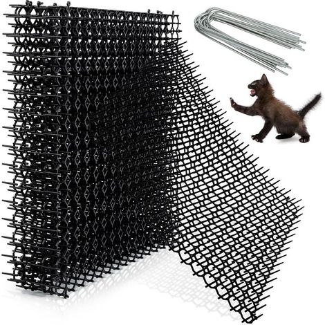 8 Pièces 39cmx29cm Tapis Anti-Chat avec Pointes Anti-Chiens Anti-Chat Tapis de Dissuasion Répulsif avec 8 Piquets de Jardin pour Animal Sauvage pour Les Jardins et Extérieurs (1/4)