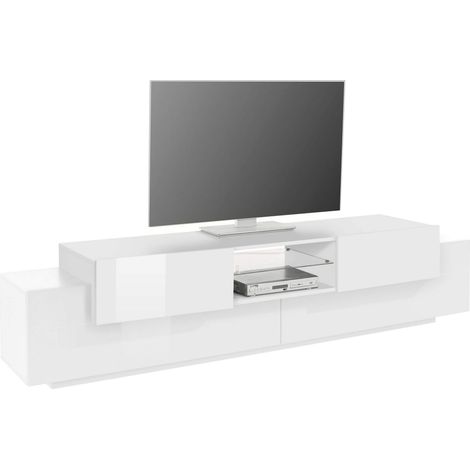 Mobile Porta Tv Moderno 220x40/45x51cm - ZENITH - Colore: bianco laccato (1/3)