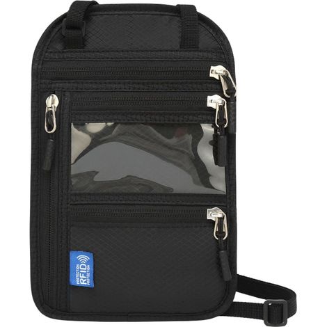 RFID Chest Pouch for Travel, Waterproof Neck Bag with Adjustable Strap, Lightweight Pouch for Passport, Cards, Documents and Travel (1/5)