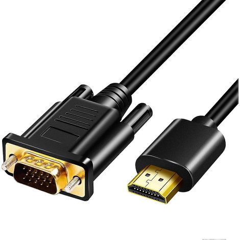 Câble HDMI vers VGA, adaptateur vidéo numérique HDMI actif 1080P plaqué or vers VGA analogique, 1,8 mètre. (1/5)