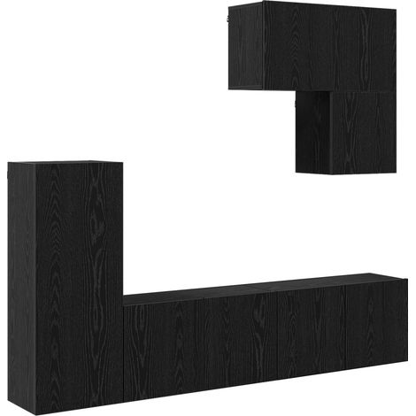 Maison Exclusive - TV-Wandmöbel 5 Stk. Schwarz Eichen-Optik Holzw (1/5)