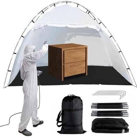 Portable spray painting tent, portable workspace with internal base, mesh screen and windproof hooks to conceal furniture (size M) (1/5)