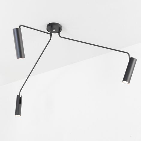 Lampada da soffitto a 3 punti luce Lampadario dal design originale moderno orientabile color nero per cucina salotto studio (1/5)
