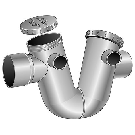 First Plast – Siphon disconnecteur mâle femelle à coller Ø125 – Raccord PVC pour évacuation eaux usées – Protection contre remontées d'odeurs