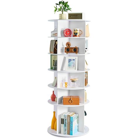 Étagère à Chaussures rotative à 6 Niveaux, présentoir à Chaussures Rotatif à 360°, Organisateur sur Pied de Type Plateau tournant pour 24 Paires, pour Chambre, Salon, entrée, Dressing, Blanc (1/5)