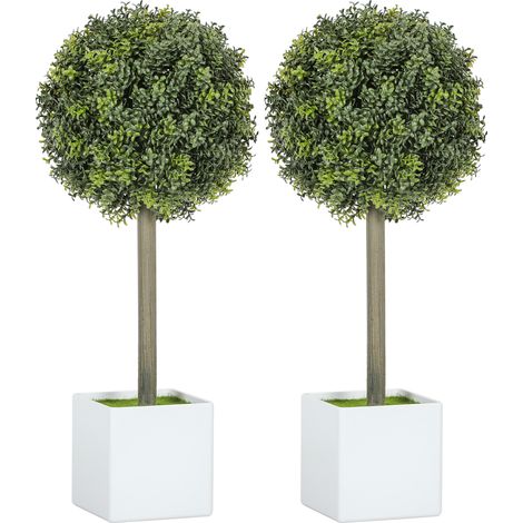 boules de buis artificiel en forme topiaire plante artificielle pot 45 cm Lot de 2 Plastique