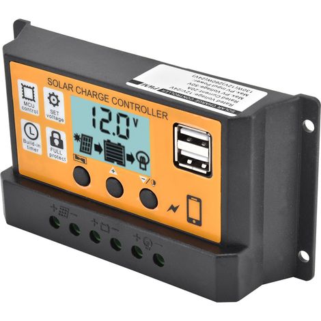 20A 12V/24V PWM-Laderegler für Solarmodule mit zwei USB-Anschlüssen und intelligenter Steuerung (1/5)