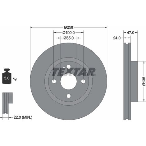 Lot de 2 Disques de frein Textar 92103100 FORD AUSTRALIA B27Y3325XL1 BJ1Y3325X