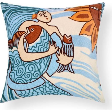 Housses de Coussin - AVIZAR - Lot de 2 - 45x45 cm - Brodées - Multicolores (1/5)