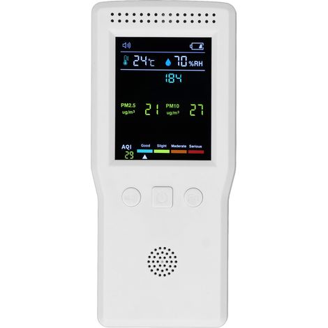 Testeur de qualité de l'air 9 en 1 : PM
2.5, PM10, HCHO, COVT, température, humidité, détecteur de CO2 multifonctionnel, 5 V
