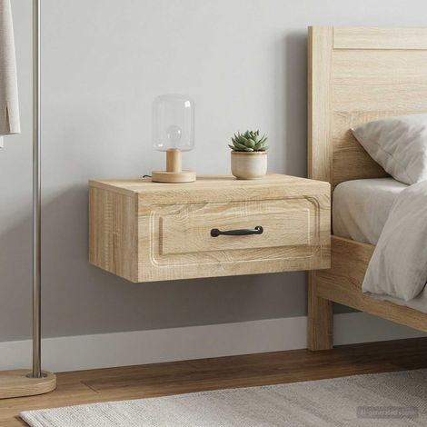 Lot de 2 tables de chevet murales en bois d’ingénierie, chêne Sonoma, 49 x 34,5 x 20 cm, 16.76kg - PANGIVO (1/5)