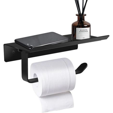 Porte-Papier Toilette Support Mural,Porte Rouleau Papier Toilette,Support Papier Toilette Mural Aluminium avec étagères Spacieuses,pour Toilettes et Cuisines,Salle de Bain,Rangement (1/5)
