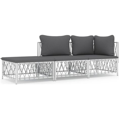 Maison Exclusive - Set Salotto da Giardino 3 pz con Cuscini in Acciaio Bianco (1/5)