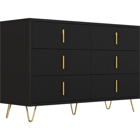 Buffet élégant au design moderne, commode avec grand espace de rangement, poignées dorées (1/5)