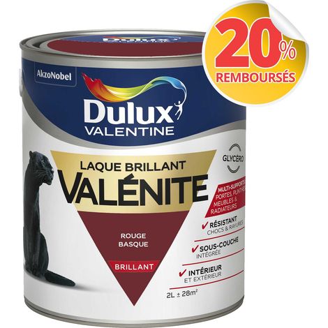 Peinture Laque Valénite Brillant Rouge Basque (RAL 3004) 2 L - Dulux Valentine