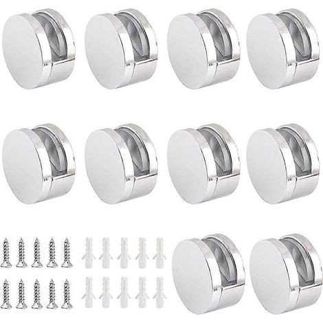 10 pinces à verre en alliage de zinc, supports de pinces pour miroir pour verre de 4 à 6 mm (1/5)