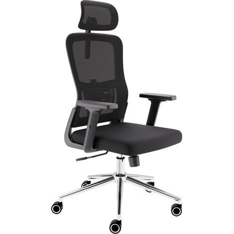 CLOUVOU Ergonomic Office Chair – BrightSeat – Gaming Chair for Adults – with adjustable lumbarsupport – Black – up to 150 kg