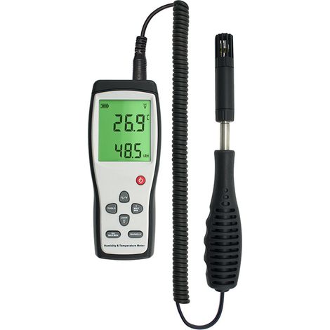 Temperatur- und Feuchtigkeitsmessgerät, digitaler Thermometer-Hygrometer-Monitor, Doppelanzeige mit großem Bildschirm, Einheitenumrechnung in °C/F, manuelle/automatische Abschaltfunktion (1/5)