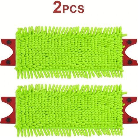Lot de 2 tampons de rechange en chenille épaisse compatibles avec le balai Velida Ultramat 2. Lavable en profondeur et réutilisable. (1/5)