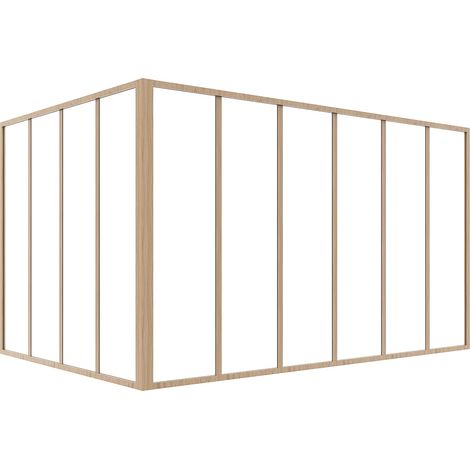 Vetrata angolare L180 x L120 x H105 in Alluminio termolaccato Naturale chiaro stile Atelier - BAYVIEW