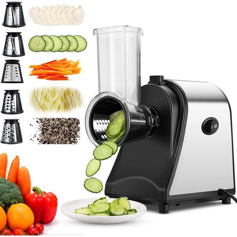 5-in-1 Electric Vegetable Slicer 250W - Stainless Steel mandolin with 5 cones. for everyday use - fruits, vegetables and cheese (1/5)