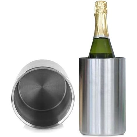Weinkühler Edelstahl, Flaschenkühler, Weinflaschenkühler, Doppelwandiger Outdoor, Weinkühler - Eiswürfelkühler, Flaschenkühler für Wein, Champagner und Sekt Flaschen (1/5)