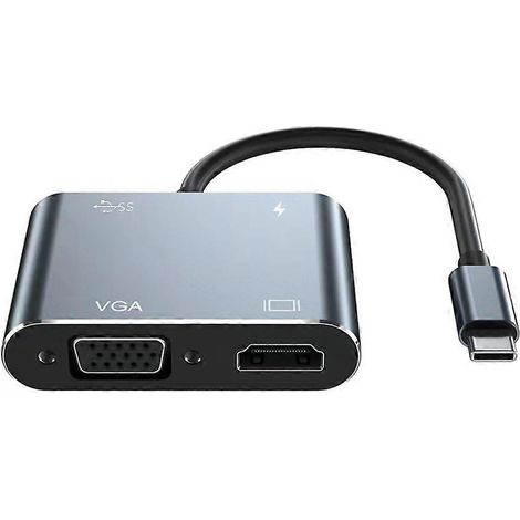 Hub USB-C 4-en-1 vers HDMI 4K compatible VGA, adaptateur portable multiport pour MacBook Air et Chromebook (1/5)